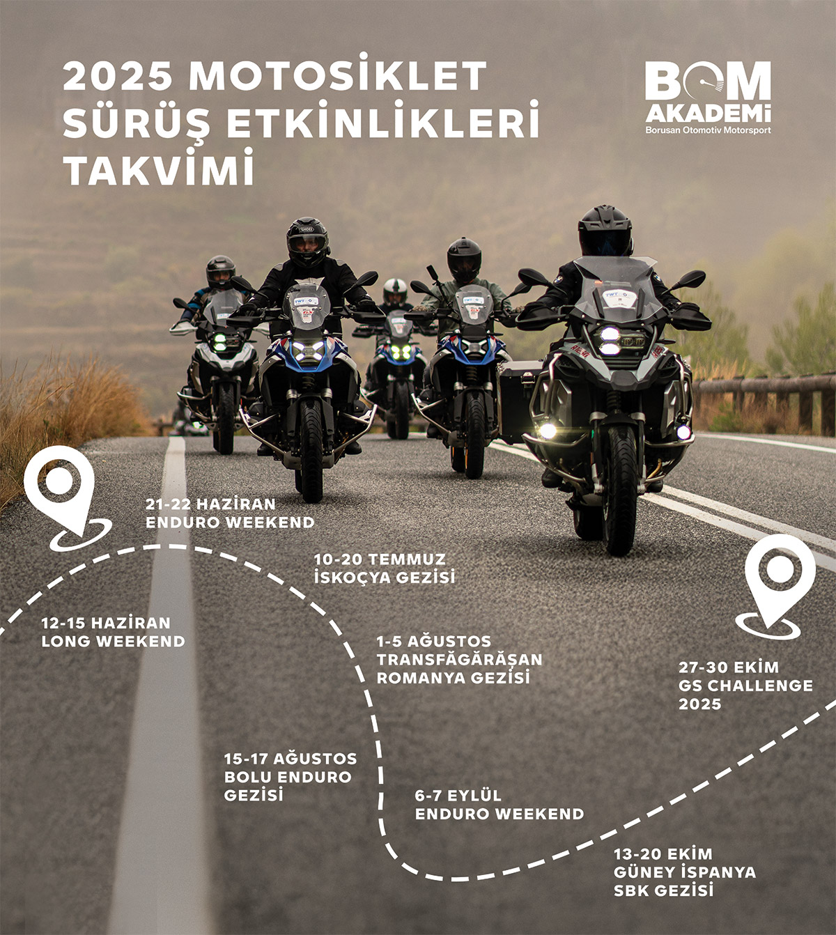 2025 Sürüş Etkinlikleri Takvimi